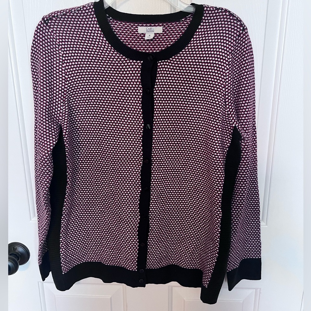 Croft & Barrow Women's Black and Pink Cardigan